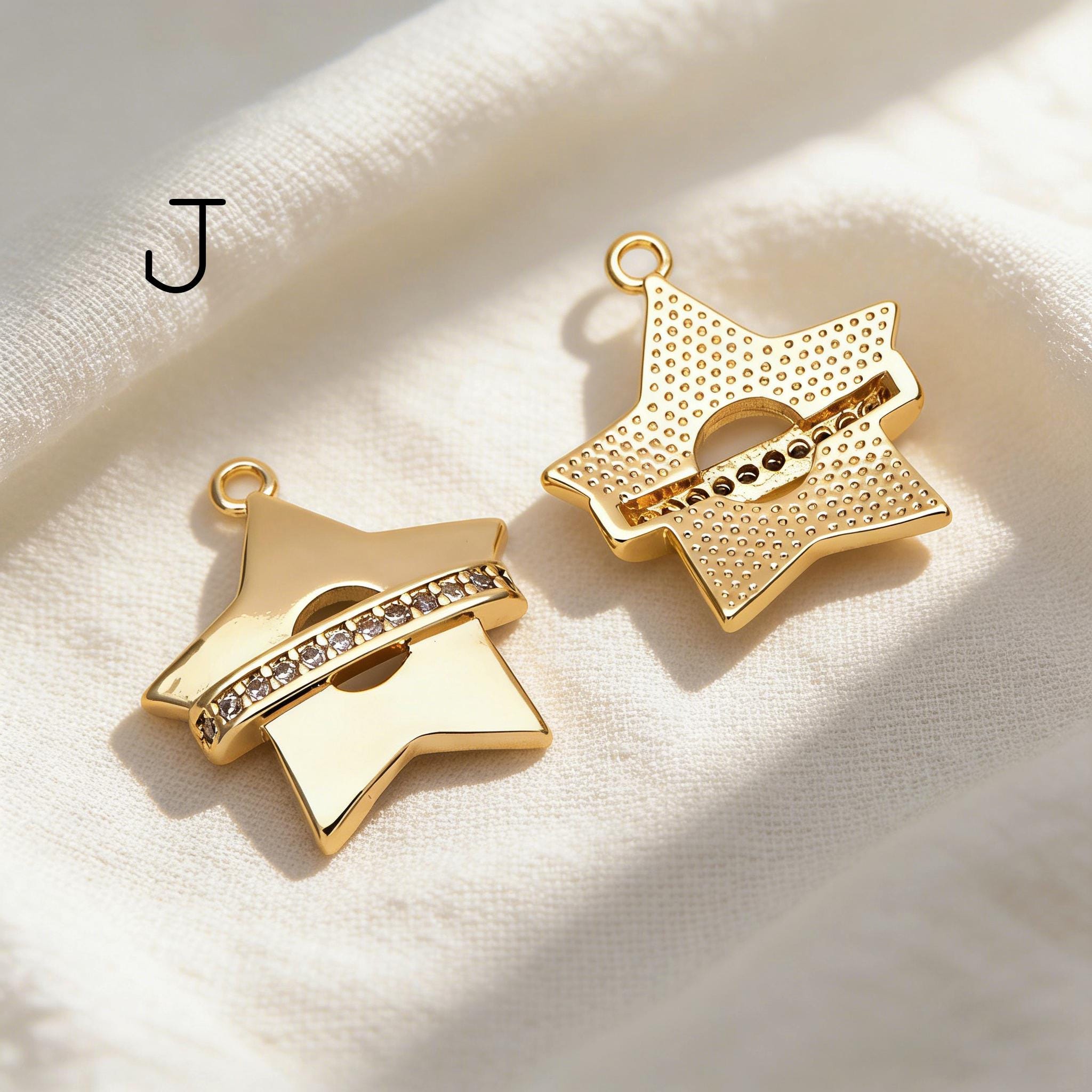 4pcs Gold Star Charm, Earring Findings, Jewelry Making, Diy Material, Jewelry Supplies (GB-2900)